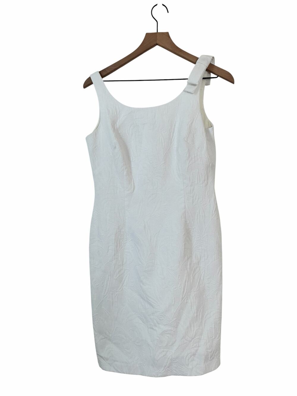 Vintage Tablots White Bow Accent Career Sheath Dress Size 6 Petite Classic Chic